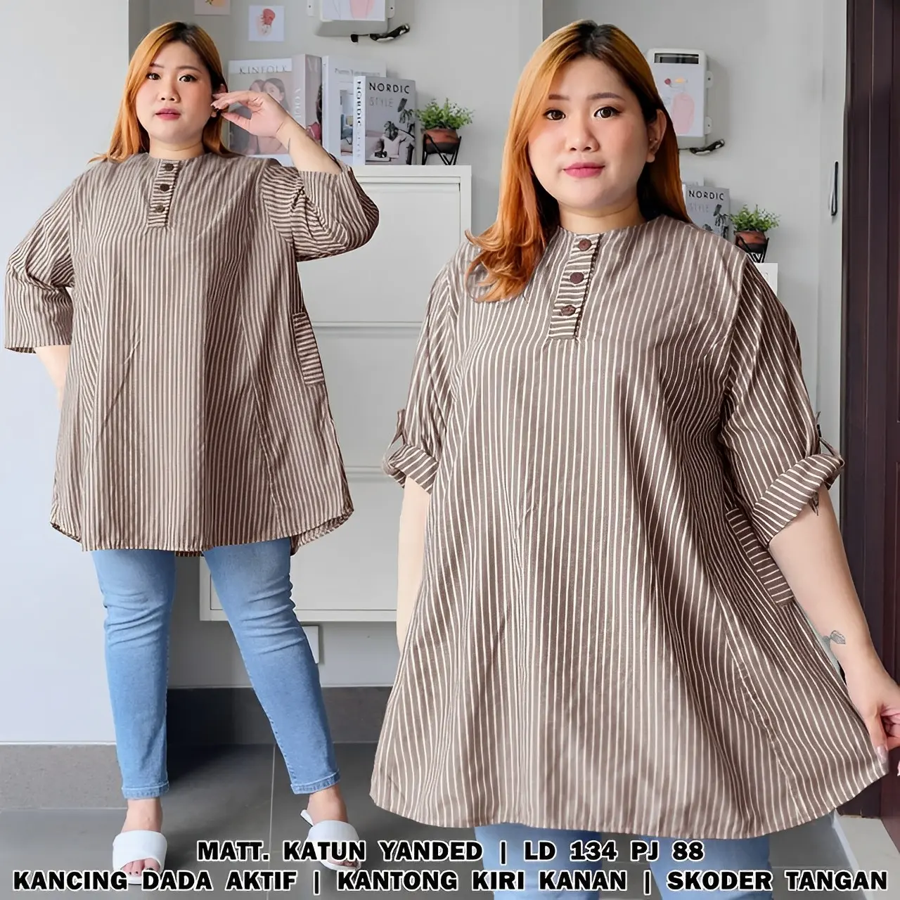 GFS Tunik Lola Big Size XXXL Ld 130 cm P 88 cm B 198 gr Cotton Yarn Dyed #4206