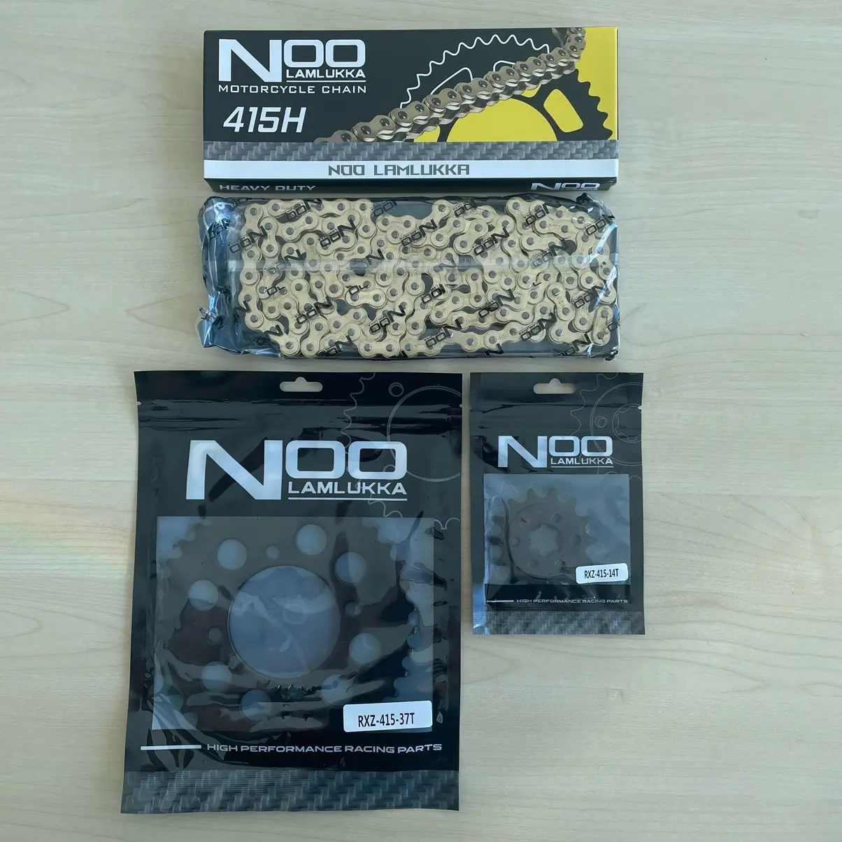 Noo Dynopro Sprocket Set 415H 428H Gold Chain Heavy Duty Black edition lc135 RXZ 4lubang Motorcycle