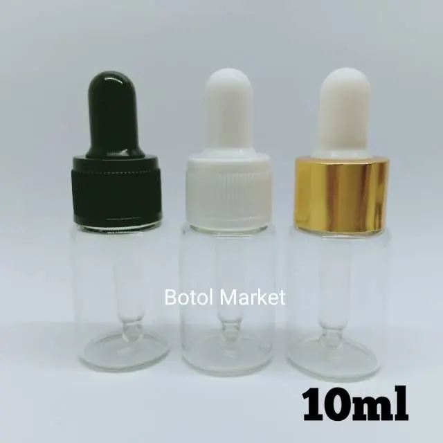 Botol Pipet Kaca Bening 10ml / Botol Penetes Essensial Oil