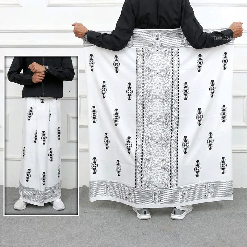 Sarung Batik Pria Anti Kusut Katun Premium Motif Sarwon Hitam 1