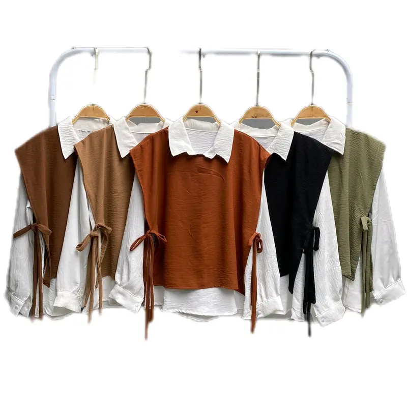 《 BAMODE 》 ATASAN VEST / SET VEST / KEMEJA 2IN1 / KEMEJA KULIAH / KEMEJA KERJA / KEMEJA SET VEST TERBARU Airflow Baju Crinkle Nyaman Outer Formal 0
