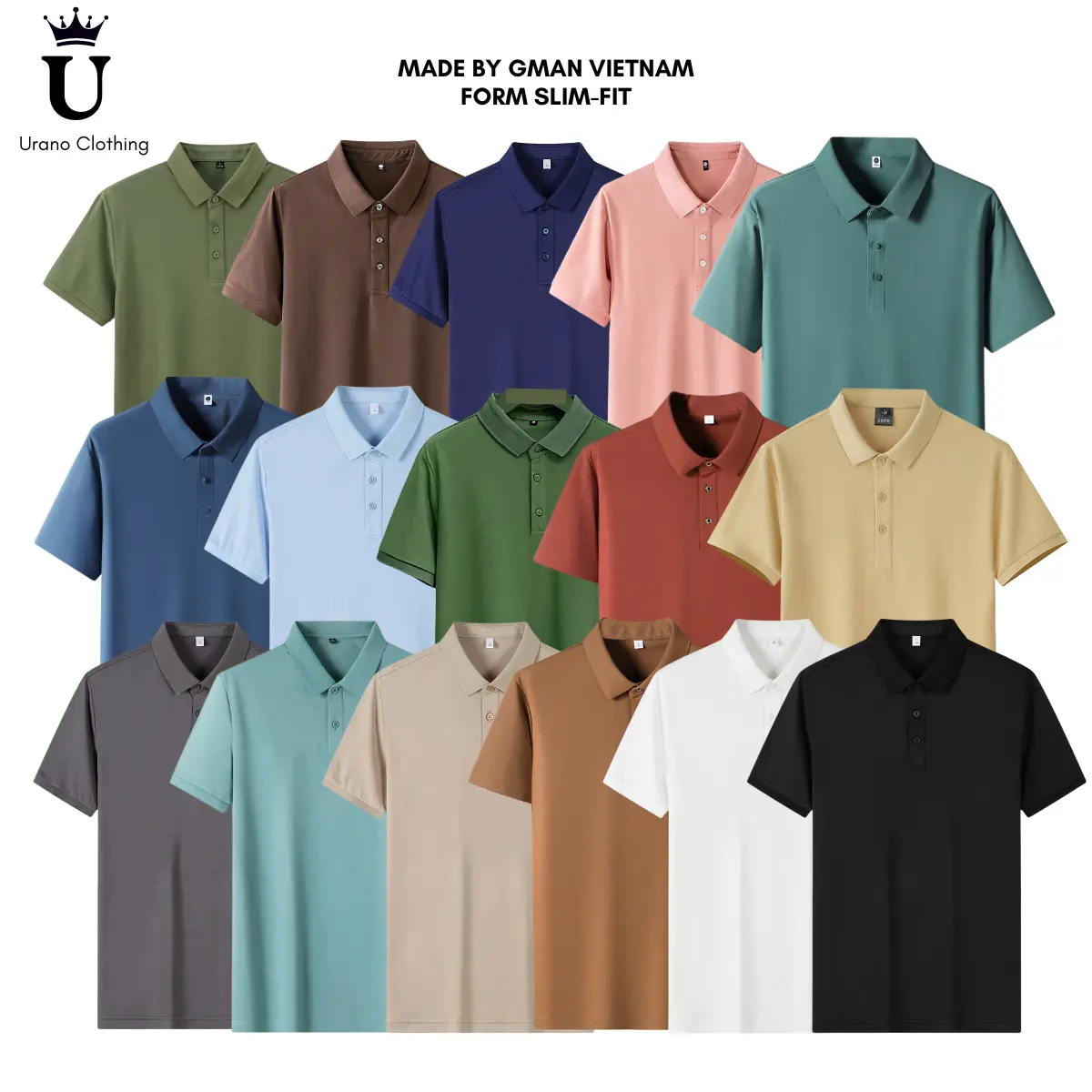 Áo thun polo nam Urano chất liệu poly cá sấu thấm hút mồ hôi co giãn 4 chiều PL01