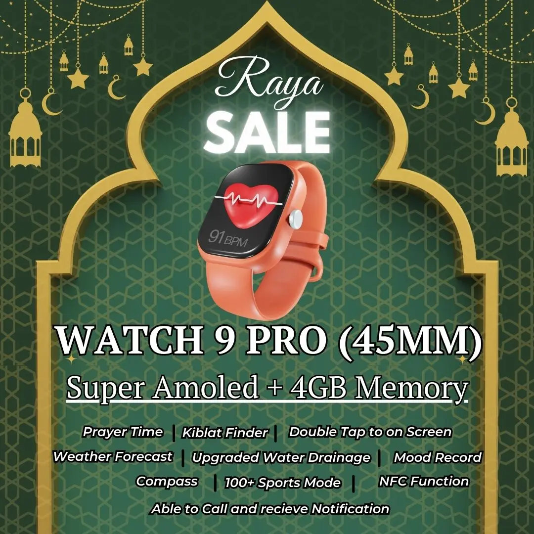 (LATEST) SMART WATCH 9 PRO 4GB MEMORY (GAME AVAILABLE + COMPASS +  CUSTOM WALLPAPER)