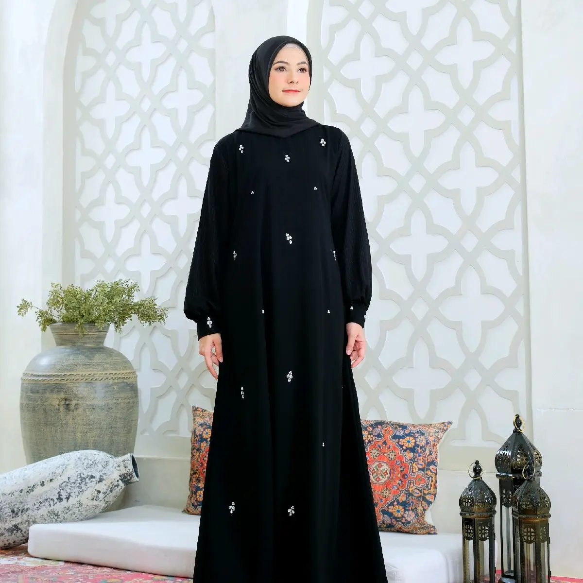 Abaya Zahra Payet lengan Manset Syari Abaya Umroh Maxi