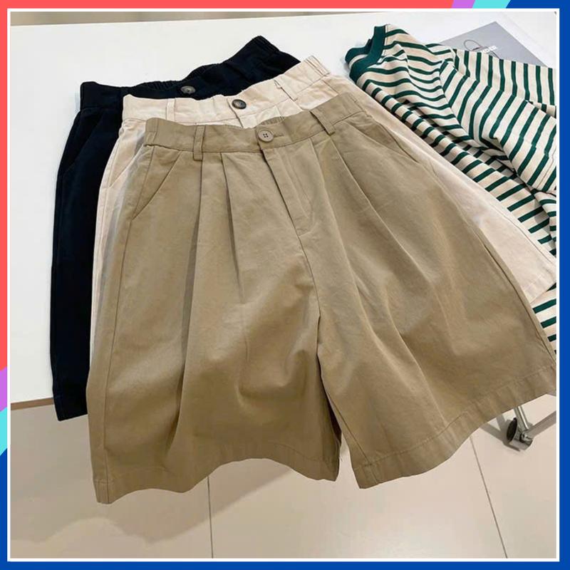 Quần short jean nữ bigsize lưng chun co giãn ống rộng thoải mái SH40 Quần đùi bò nữ kaki mặc ở nhà cạp cao tôn dáng