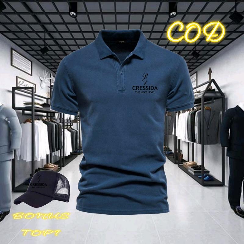 Bonus topi kaos kerah lengan pendek pria dewasa polo keren tebal dan lembut bisa cod 5