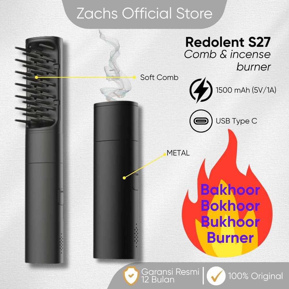 Zachs Sisir dan pembakar dupa Redolent S27 Bahan Metal Incense Electric Burner Bakhoor bokhoor bukhur - Black