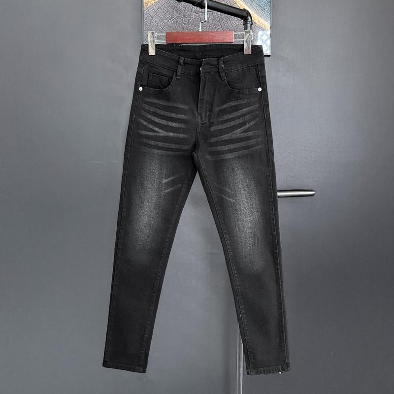 Quần jean nam co dãn màu đen tuyền was trắng bạc co dãn dáng skinny đẹp QJN779 Pants Menswear Có Túi