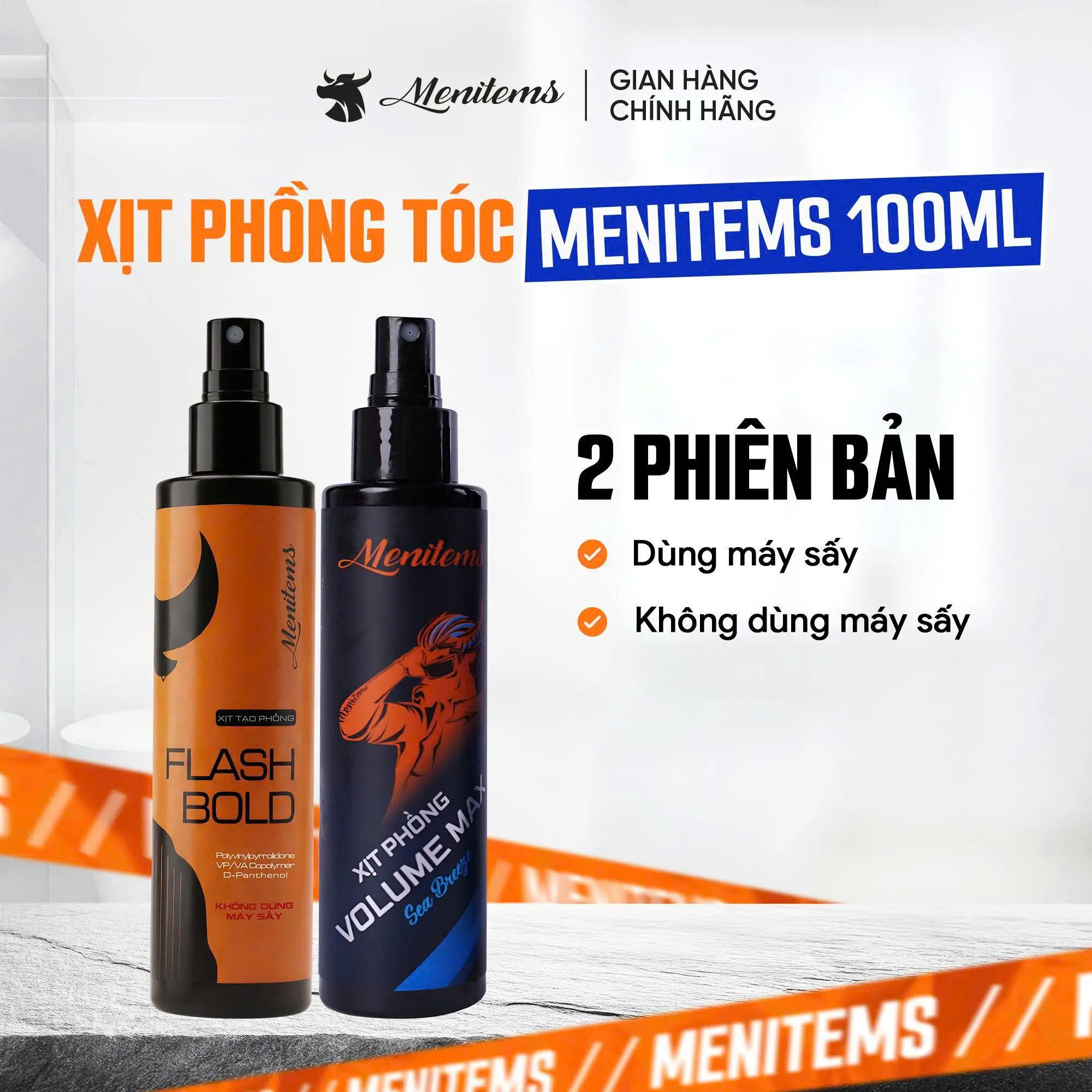 Xịt tạo phồng Menitems, Xịt phồng tạo kiểu tóc Giúp Tạo Độ Phồng Tự Nhiên, Giữ Nếp, Hỗ Trợ Không Gây Bết Tóc 100ML - K1