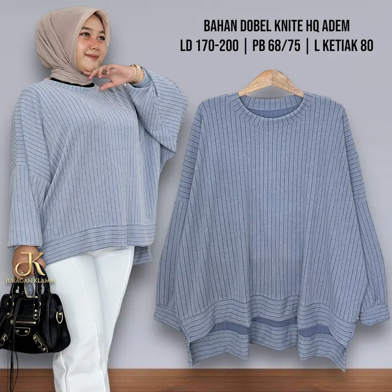 Atasan Knite Batwings Jumbo LD 170-210 Estimasi BB 85-140KG Hq Free Bros Muslim Wanita Knitwear Baju Oversize Panjang | By Juragan Klambi 7