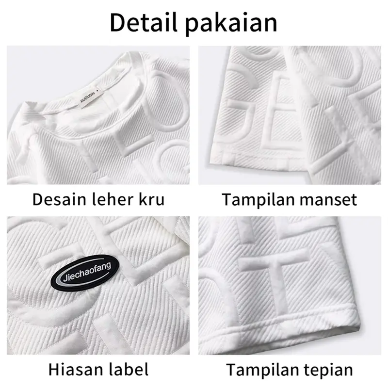 (New promo)Baju setelan pria jumbo Jacquard Kaos Oversize dan Celana Pendek Pria Katun Distro Cowok Dewasa Hitam Combed Polos, Keren Atasan Putih Panjang Polyester Summer Sets setelan starboy Casual Jeans 1