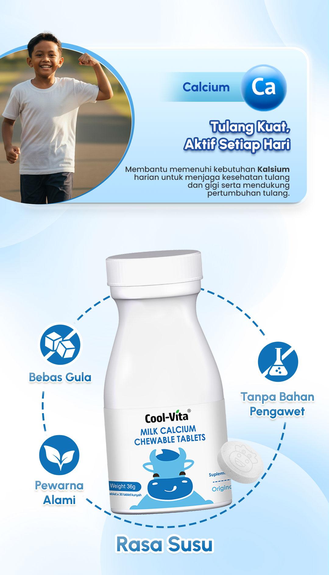 [TT] Coolvita 6 Botol Calcium Chewable - Tablet Kunyah | Suplemen Anak dan Dewasa | Dukung Pertumbuhan Tulang & Gigi Secara Optimal