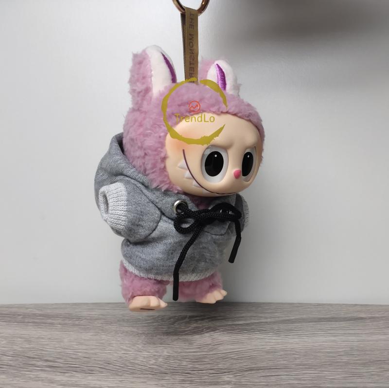 Product Introduction of Aksesoris Pakaian Boneka Labubu Hitam Putih Abu-abu - Hoodie + Sweater + Celana Ukuran 8cm 8