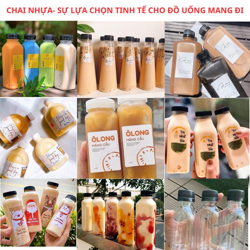 Chai nhựa 100ml 250ml 330ml 500ml 1 lít đựng trà sữa đa dạng mẫu mã Cho đồ uống mang đi