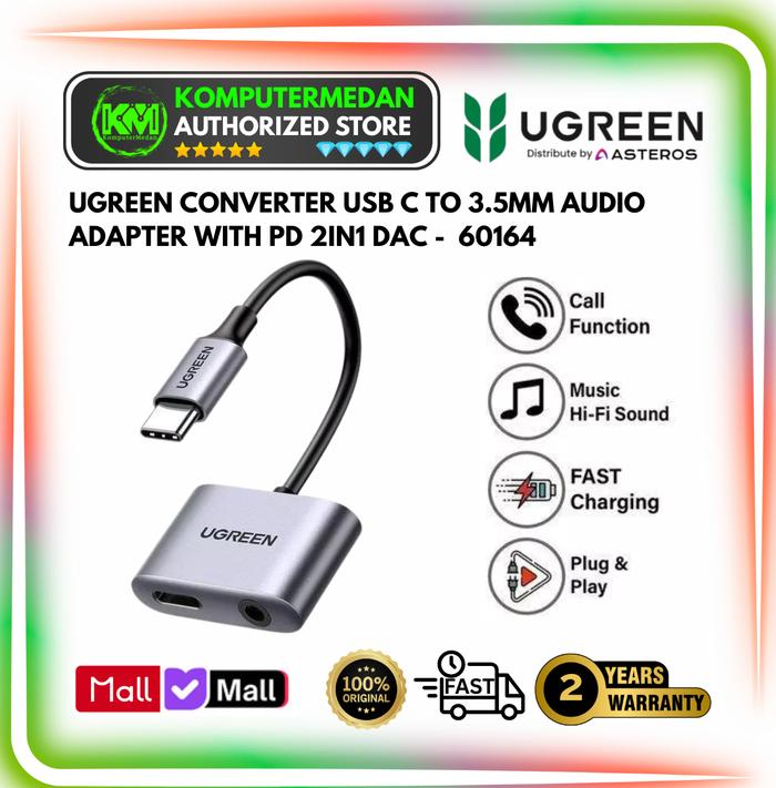 Gambar UGreen USB-C to 3.5mm + PD (30W) 2in1 Audio Converter (DAC) - CM231 60164 dari KomputerMedan OS Kota Medan Tokopedia