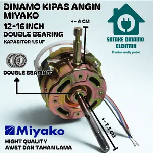 DINAMO KIPAS ANGIN MIYAKO DOUBLE BEARING 12-16 INCH KAPASITOR 1.5 UF HIGH QUALITY DINAMO MESIN KIPAS Kabel HIGH QUALITY