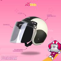 Gambar Helm Bogo Anak Retro Kulit usia 2-6 Tahun Putih Hitam Kaca Flat dari JoyKidz Kota Surabaya 5 Tokopedia