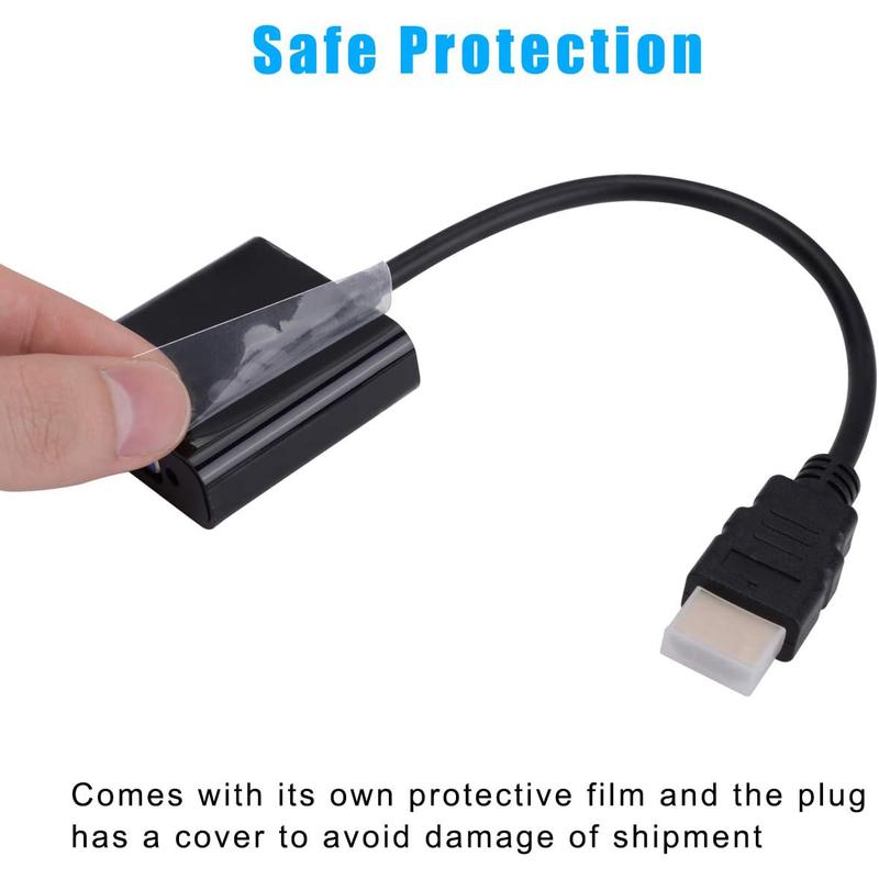 HDMI to VGA, Gold-Plated HDMI to VGA Adapter (Male to Female) for Computer, Desktop, Laptop, PC, Monitor, Projector, HDTV, Chromebook, Raspberry Pi, Roku, Xbox and More - Black 8