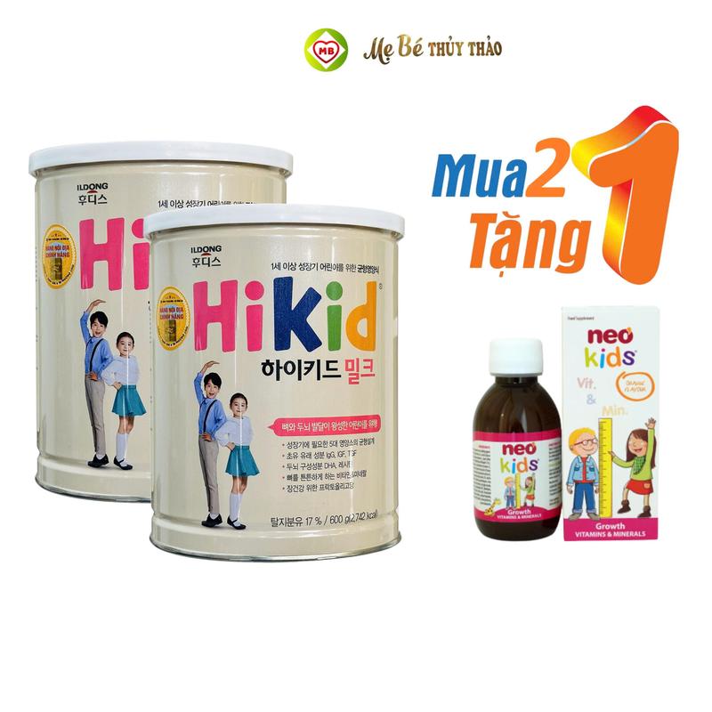 KOL/KOC Combo 2 Lon Sữa Hikid Hàn Quốc phát triển chiều cao cho bé (có tem phụ)
