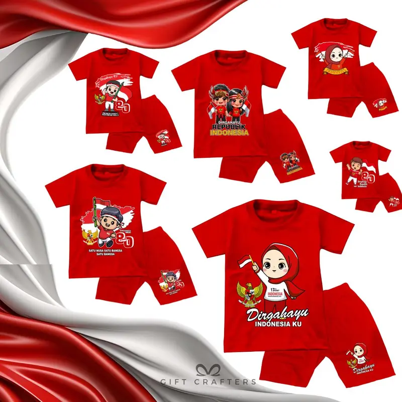 Setelan Anak 17 Agustus Umur 1 - 10 tahun / Setelan Kemerdekaan Indonesia Acara Pawai Dirgahayu 79 0
