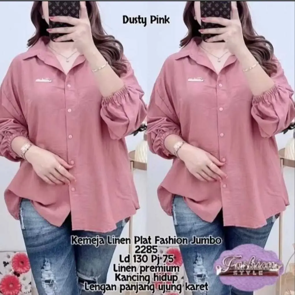 Diskon Sale !!! Kemeja - Ukuran M L XL XXL 3XL - Kemeja Wanita Jumbo -Kemeja Kerja - Kemeja Polos Jumbo Korean Style