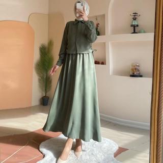 （Two-piece set）Set Pakaian Muslim, untuk Wanita, Ketibaan Baru, Lengan Panjang, Fesyen Dewasa purple 7