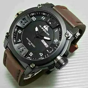 JAM TANGAN PRIA SPORTY DAY DATE AKTIF STRAP KULIT IRONMAN BANYAK MOTIF JAM TANGAN COUPLE MURAH Quartz Watches Merah