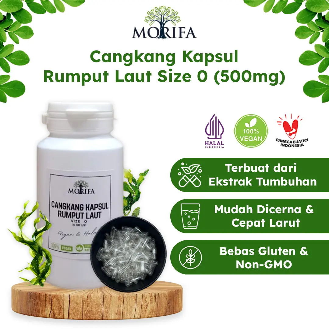 Cangkang Kapsul Kosong Bening Vegan Natural Rumput Laut Kualitas Import dan Lokal