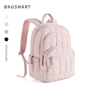BAGSMART Ransel Laptop 15.6 Inch dengan Kompartemen Besar, Tas Sekolah Santai Berlapis Warna Pink, Ransel Perjalanan untuk Wanita dan Pria tas baju buat mudik,tas mudik muat banyak,tas traveling bag jumbo
