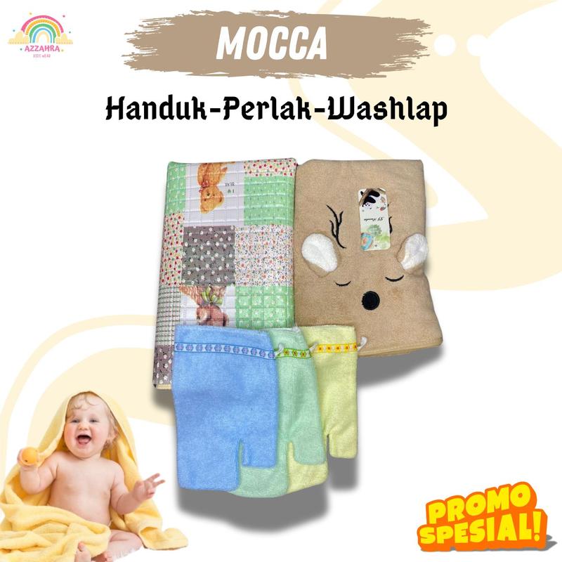 PAKET HEMAT HANDUK, PERLAK PLUS WASHLAP TANGAN BAYI Baru lahir Cewek Cowok Laki Laki Perempuan 4