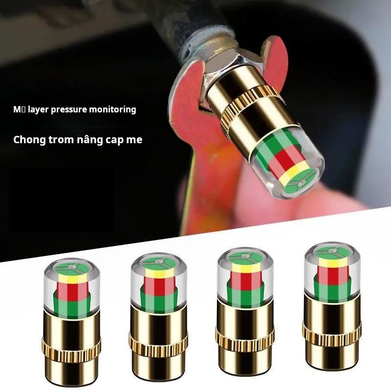 Tire Pressure Monitor Pressure Gauge Cap Sensor Indicator Alert Monitoring Tools Kit