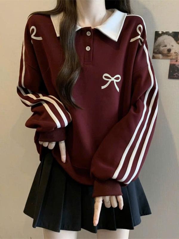 NỈ 2DA LOẠI 1 Áo Sweater polo nữ thu đông - mặc được 4 mùa chất nỉ mặt vải phủ nhung tuyết dày đẹp in hình nơ dễ thương