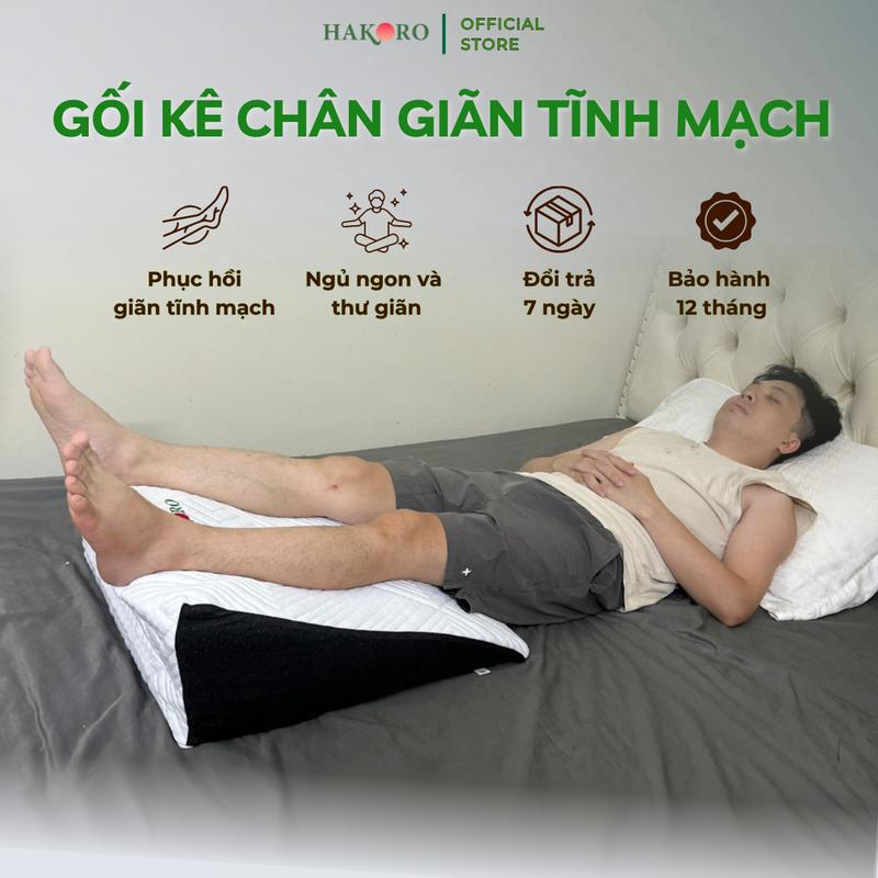 Gối Kê Chân HAKORO Suy Giãn Tĩnh Mạch, Gối Gác Chân Hỗ Trợ Tuần Hoàn Máu  Chất Liệu Memory Foam Giảm Sưng Mỏi Cho Dân Văn Phòng & Người Suy Tĩnh Mạch