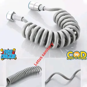 selang jet shower spiral / fleksibel jetshower bidet/ jet washer cebok /semprot toilet / semprotan kloset universal model ulir per sepiral stainless