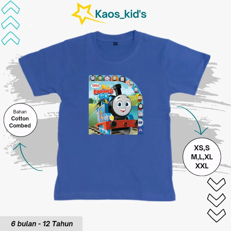 Kaos Distro Katun// Kaos Anak Distro Premium Karakter Kereta Thomas Baju Fashion anak 0
