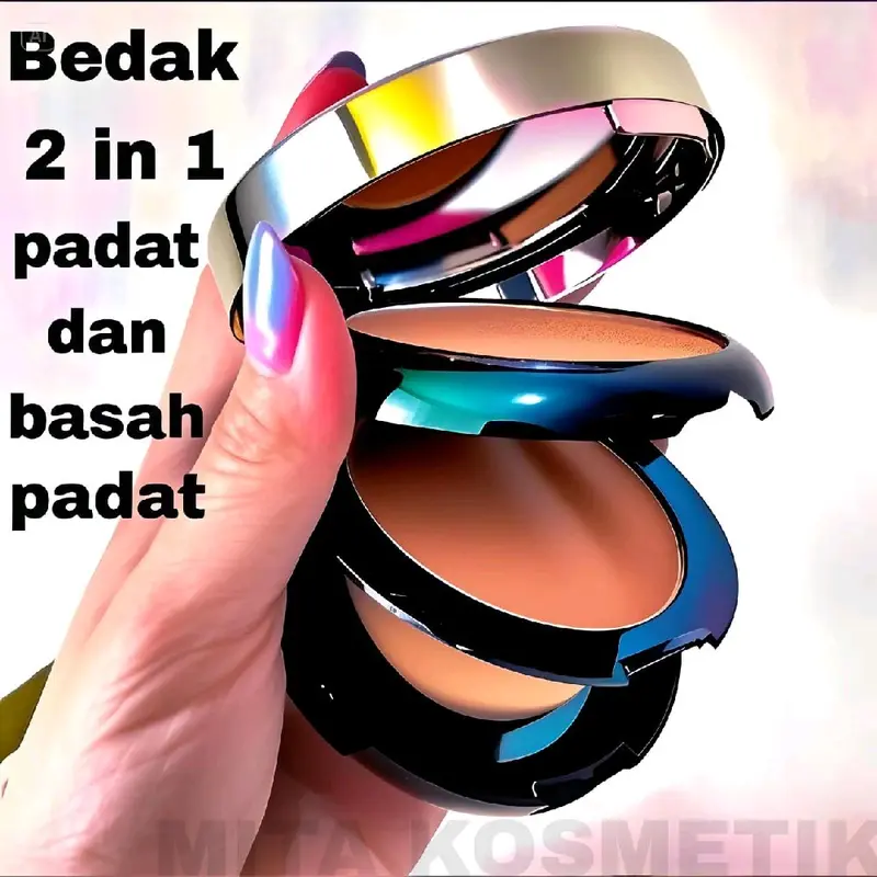 ( FREE ONGKIR ) BEDAK 2IN1 POWDER BEDAK PADAT BASAH KERING TAHAN AIR Wajah two way lose 1