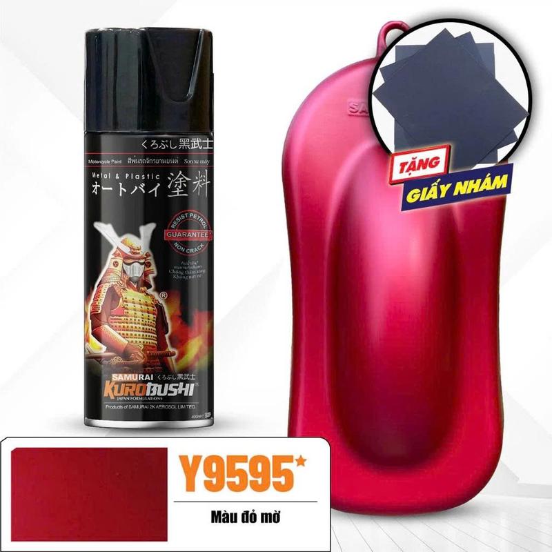 Sơn xịt màu đỏ mờ nhám Y9595 samurai 400ml Samurai chất lượng cao dành cho xe máy ô tô