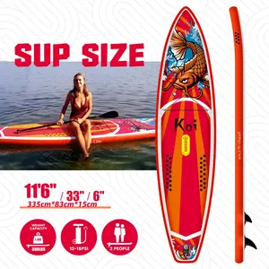 Papan selancar dewasa papan dayung tiup Funkater Stand Up Paddle Board Papan dayung melebar SUP renang pemula luar ruangan orang tua-anak papan dayung tunggal dan ganda koi merah standup inflatable paddle board surfboards