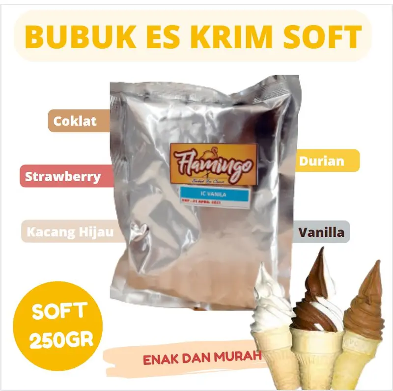Bubuk es krim bahan es cream lengkap murah 250gr es krim bubuk instan minuman 1