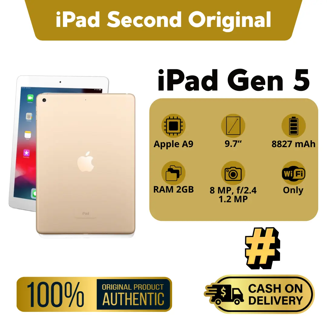 #[SECOND] iPad Gen 5 Apple Original Bekas | Bergaransi | Siap Kirim | Bisa COD | Termurah | Versi Full Update IOS 16 | Kerja | Game | Peforma Tertinggi