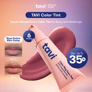 Tavi Color Tint 9 g - Serum-Infused 3-in-1 Lip Pump for Soft Blurry Soft-Matte Lips - Lip Pump Blush On Liquid Blush - Base Ombre - Bibir Gelap - Pigmented Ringan Tahan Lama untuk Makeup Seger Kulit Sawo Matang Kuning Langsat