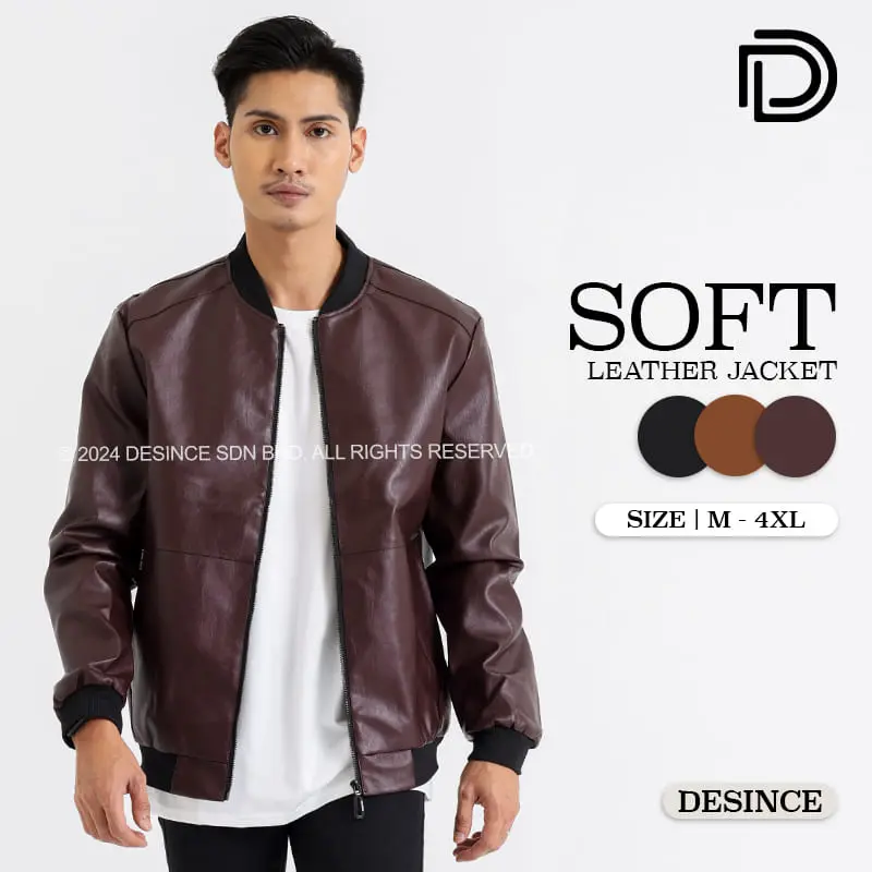 READY STOCK Men Leather Jacket PU Leather Jaket Kulit Motorcycle WindBreaker Casual Smart Outerwear Lelaki MT 189