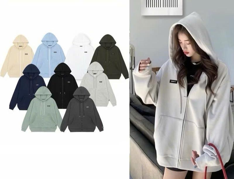  Áo Khoác Nỉ Hoodie Zip Khóa Kéo Thêu EMPTI Form Rộng Nam Nữ 