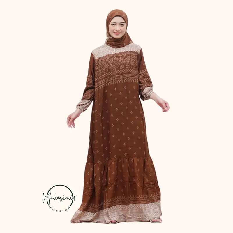 Gamis Free Hijab Denada Busui Friendly - Dress Wanita Semi Jumbo -  Gamis Wanita Kekinian Free Hijab Kain Katun Rayon Motif Nyaman 4