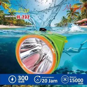 Senter Kepala Selam Jinlong JL 232 300Watt ABS Premium 15000 mAh Charge Jack angka 8 Kedalaman hingga 200m  Super Terang Baterai Tahan Lama durasi 20 jam