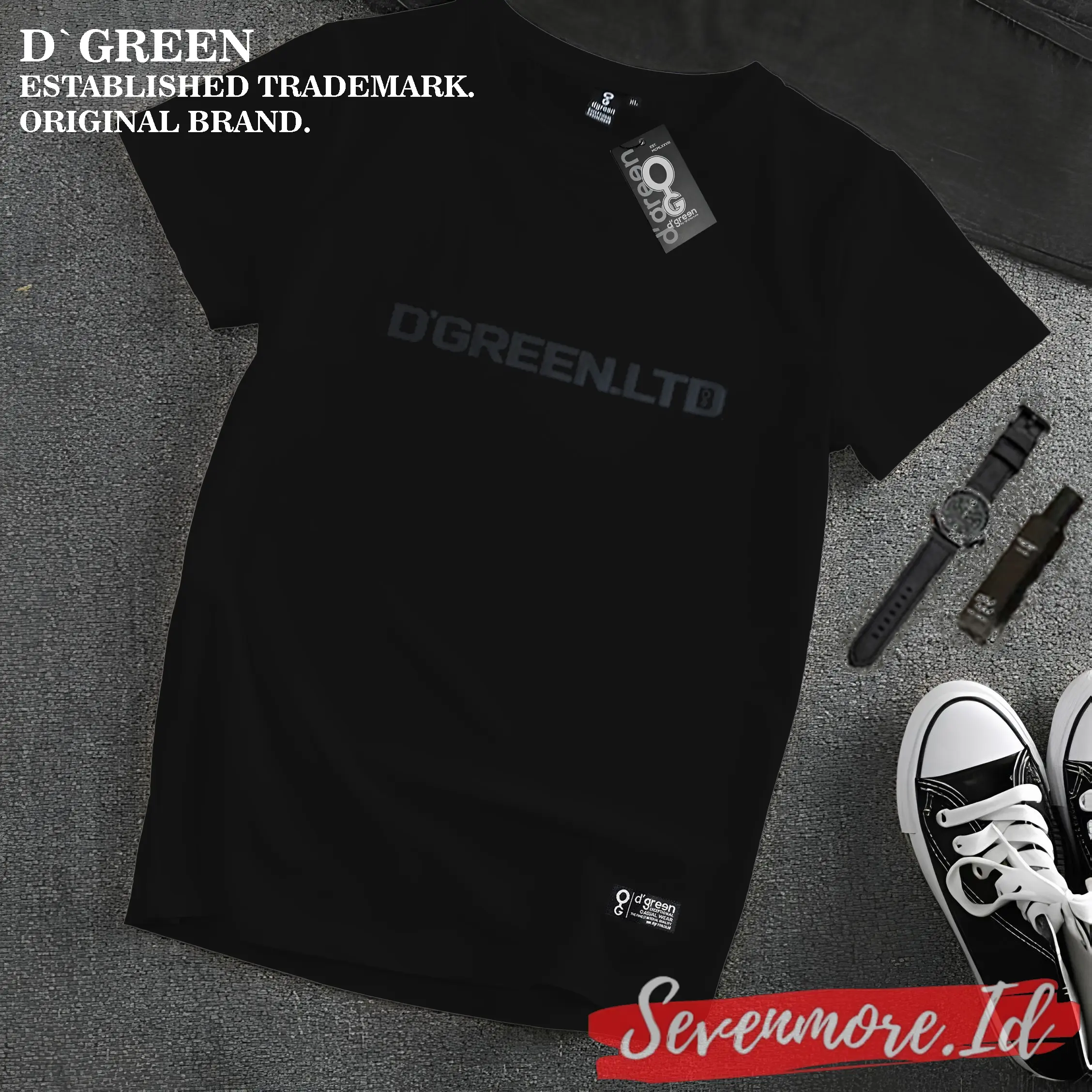 D`GREEN Tshirt Hitam Original Pria Wanita Motif TEXT HITAM DOFF / Kaos Original cowok / Baju Kaos Ariel Noah terbaru terlaris terbaru/ Kaos distro cowok / kaos pria dewasa /baju distro pria dewasa keren terbaru / Kaos original d green terbaru Katun Lembut