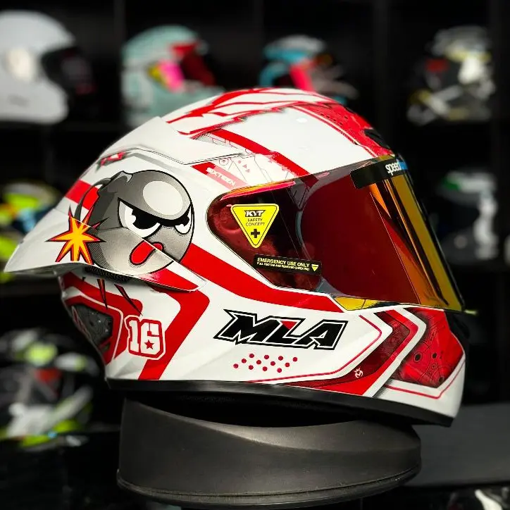 Helm Full Face Mla Motif Super mario White Glosy Kaca Red Gold Blue Silver Iridium Helm Terbaru COD