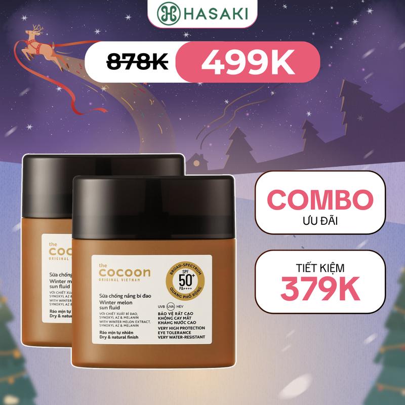  Combo 2 Sữa Chống Nắng Cocoon Chiết Xuất Bí Đao Quang Phổ Rộng 50ml | HASAKI BEAUTY 