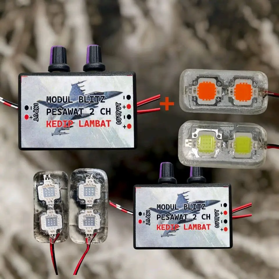 modul blit pesawat 2ch kedip versi kedip lambat + lampu led hpl cor resin 12-24volt