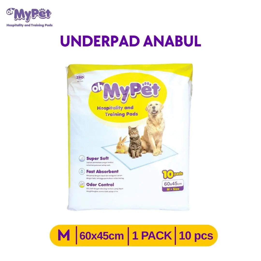 OH MY PET Underpad M 60x45 cm Alas Pipis Hewan Anabul Anjing Kucing 10 Pcs - HALAL Toilet Training Pad Anti Bocor Daya Serap Ekstra Anti Bakteri
